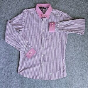 Lords & Fools Paris Mens XL Striped Safety Pin Collar Dress Shirt Mauve Purple